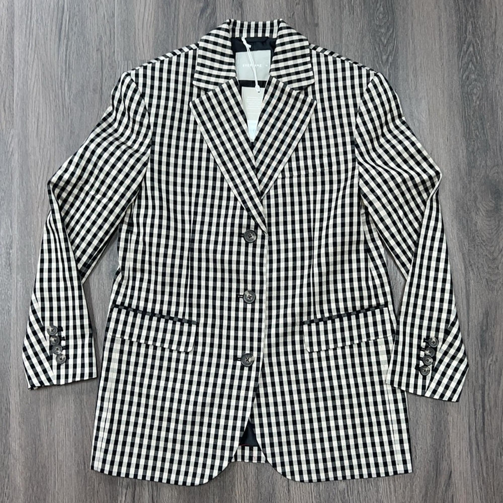 NWT Everlane Black and Beige Gingham Blazer